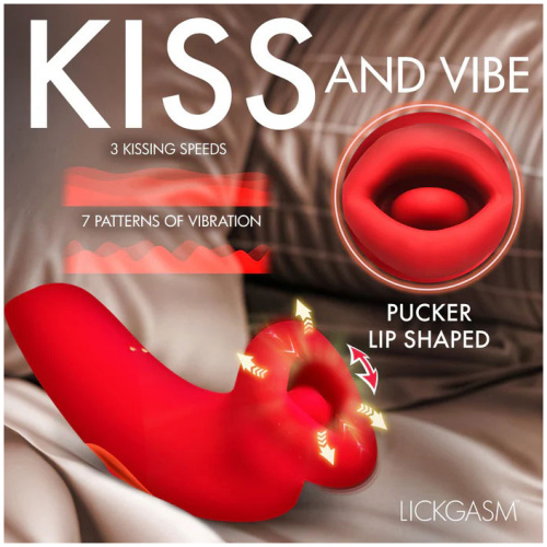 Plump Kiss Sucking and Vibrating Clitoral Stimulator - Red