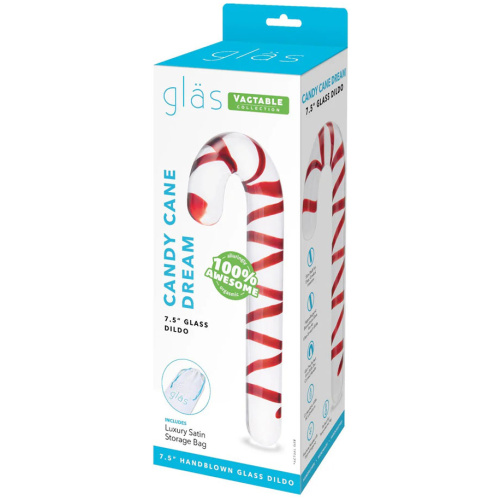 Candy Cane Dream 7.5" Glass Dildo