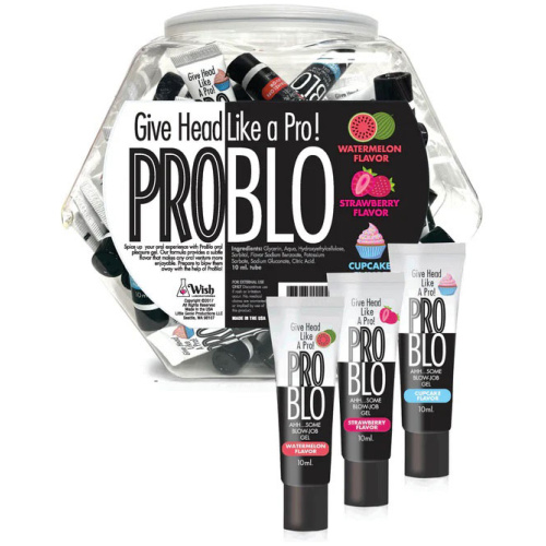 Pro Blo Oral Pleasure Gel Pop Display 66ct - 10ml Tubes: 3 Flavors