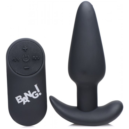21x Silicone Butt Plug With Remote - Black