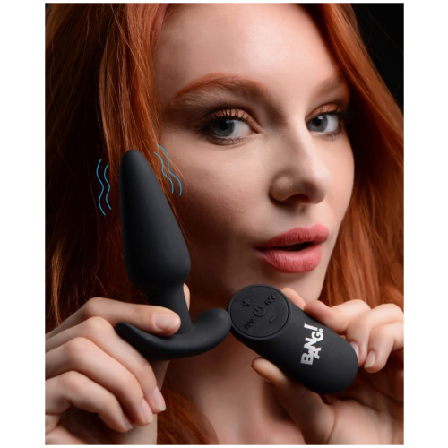 21x Silicone Butt Plug With Remote - Black