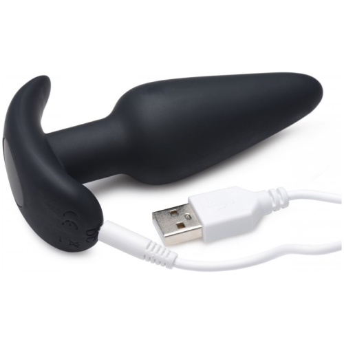 21x Silicone Butt Plug With Remote - Black