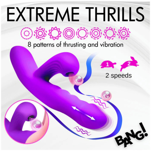 Thrusting and Sucking Rabbit Vibrator - Purple