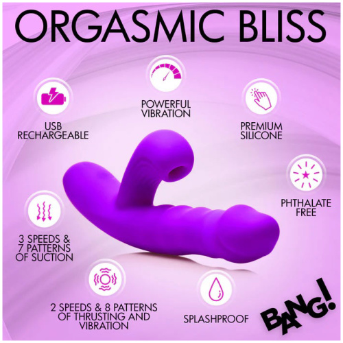 Thrusting and Sucking Rabbit Vibrator - Purple