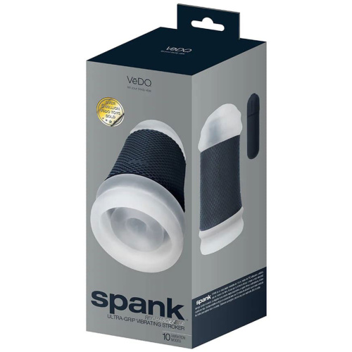 Spank Rechargeable Ultra-Grip Vibrating Stroker - Clear