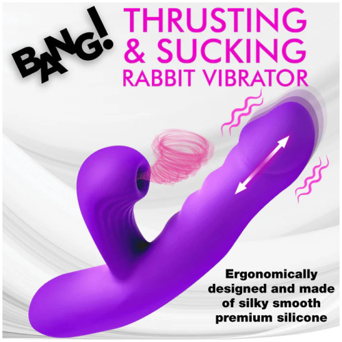 Thrusting and Sucking Rabbit Vibrator - Purple
