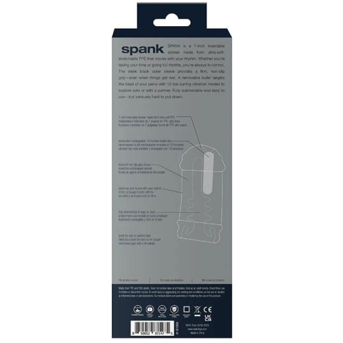 Spank Rechargeable Ultra-Grip Vibrating Stroker - Clear