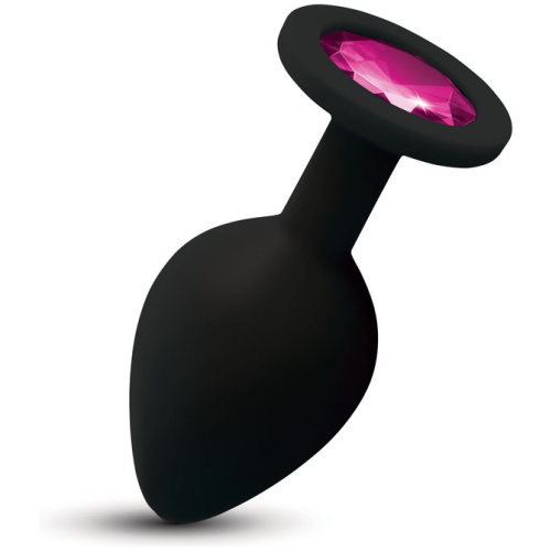 Gemma Pink Gem Black Silicone Plug - Medium