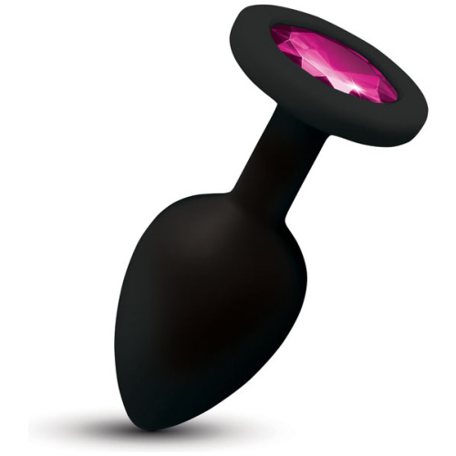Gemma Pink Gem Black Silicone Plug - Small