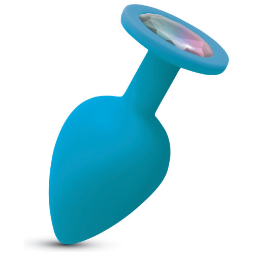 Gemma Clear Iridescent Gem Teal Silicone Plug - L