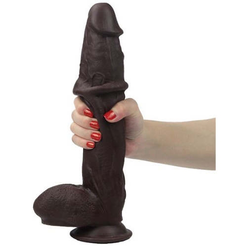 Real Skin 12” Dual Layer Dildo - Dark Brown