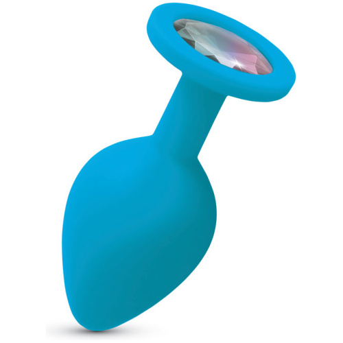Gemma Clear Iridescent Gem Teal Silicone Plug - M