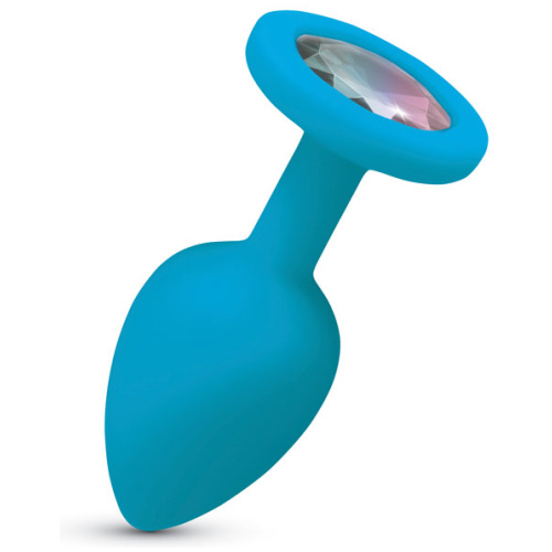 Gemma Clear Iridescent Gem Teal Silicone Plug - S