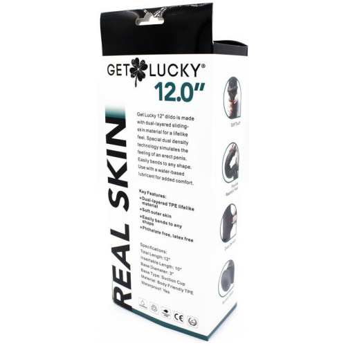 Real Skin 12” Dual Layer Dildo - Dark Brown