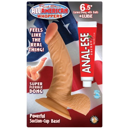 All American Whoppers 6.5-Inch Curved Dong With Balls Lube -Flesh
