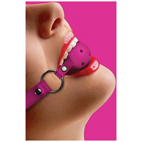 Ball Gag With Leather Straps - Pink