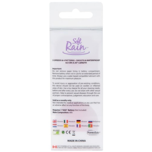 Soft Rain Power Bullet 3 Inch Breeze Coated 7 Function - Lavender