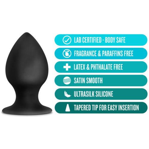 Anal Adventures - Platinum - Silicone Anal Stout Plug - Medium - Black