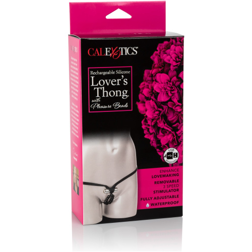 Rechargeable Silicone Lover's Thong With Pleasure Beads