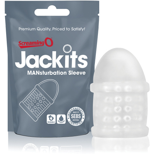 Jackits Mansturbation Sleeve - 12 Count Pop Box Display - Clear