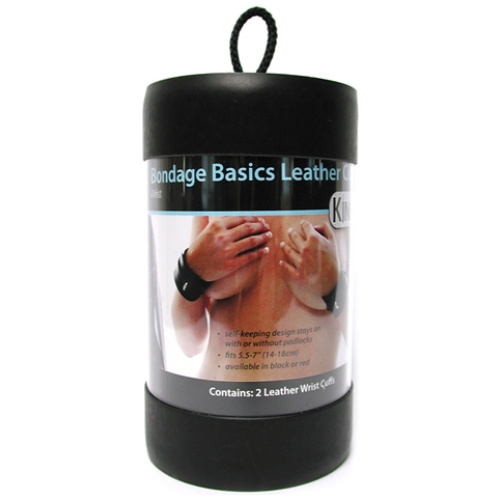 Bondage Basics Black Leather Wrist Cuffs