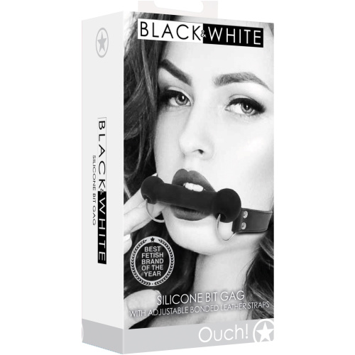 Silicone Bit Gag With Adjustable Bonded Leather Straps - Black