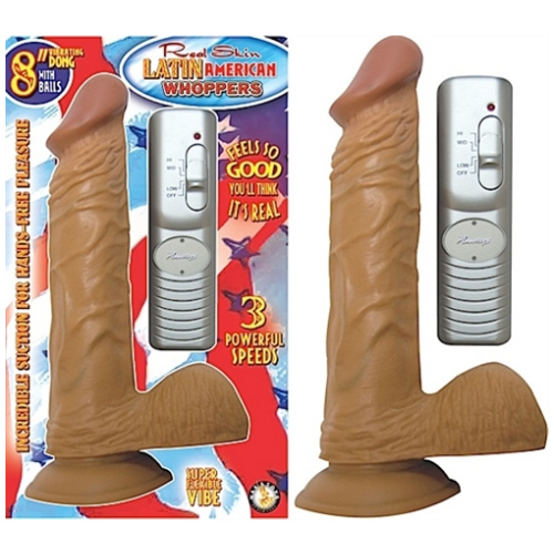 Latin American Whoppers 8inch Vibrating Dong With Balls-Latin