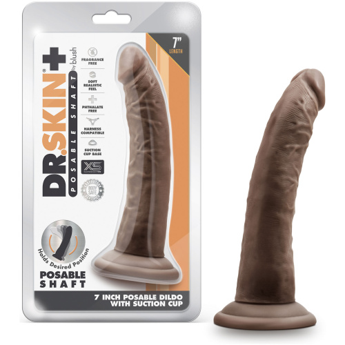Dr. Skin Plus - 7 Inch Posable Dildo - Chocolate