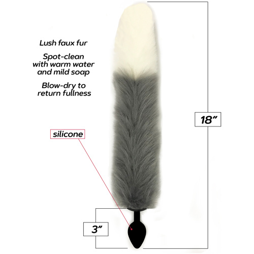 Foxy Fox Tail Silicone Butt Plug - Grey