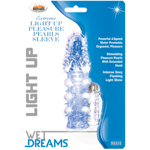 Light Up Extreme Pleasure Pearls Sleeve - Blue