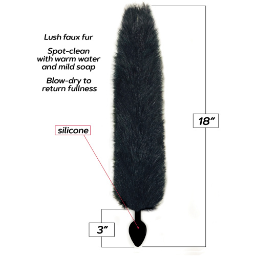 Foxy Fox Tail Silicone Butt Plug - Black