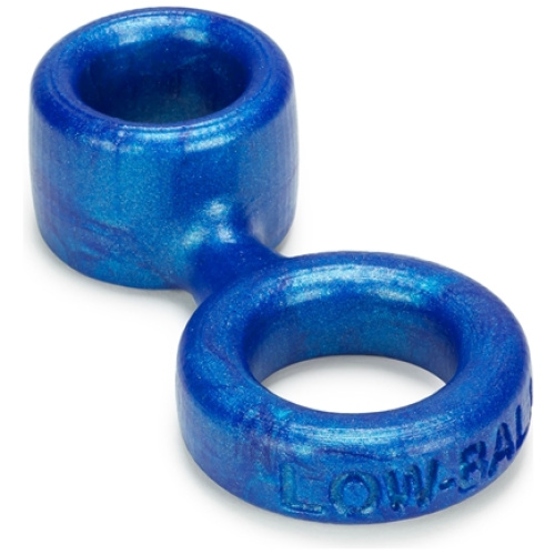 Lowball Cock Ring With Attached Ball Stretcher - Blue Balls
