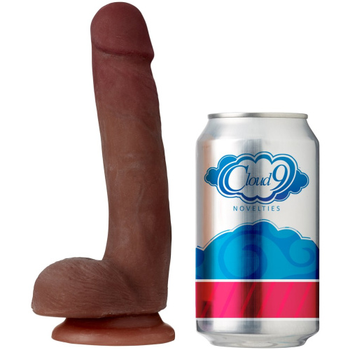 Cloud 9 Novelties Dual Density Real Touch 7 Inch With Balls - Brown