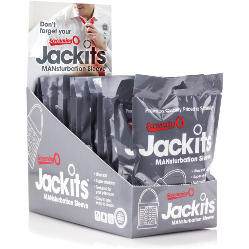 Jackits Mansturbation Sleeve - 12 Count Pop Box  Display - Clear