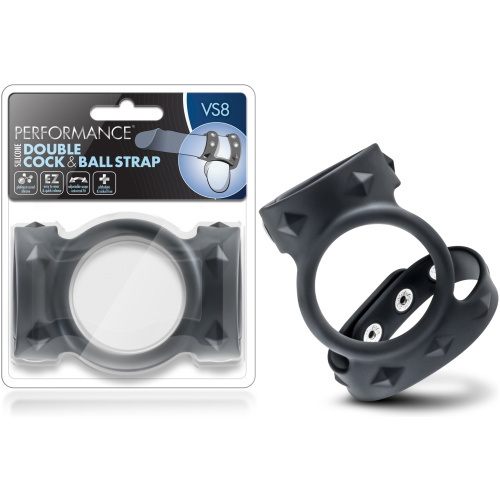 Performance - Vs8 - Silicone Double Cock & Ball Strap - Black