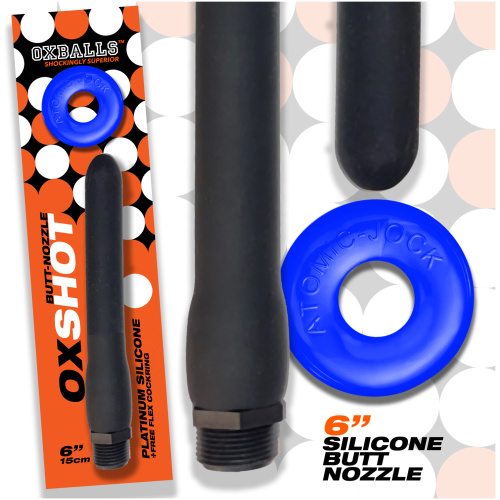 Oxshot - Butt-Nozzle Shower Hose 6 Inch - Black Blue