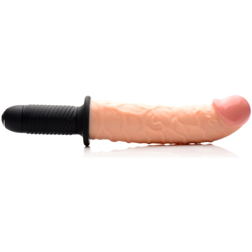 The Curved Dicktator 13 Mode Vibrating Giant Dildo Thruster - Flesh