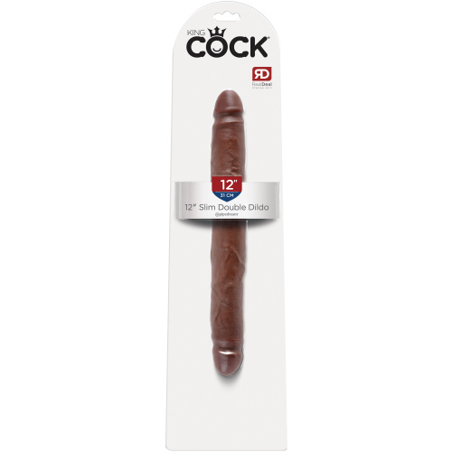 King Cock 12 Inch Slim Double Dildo - Brown