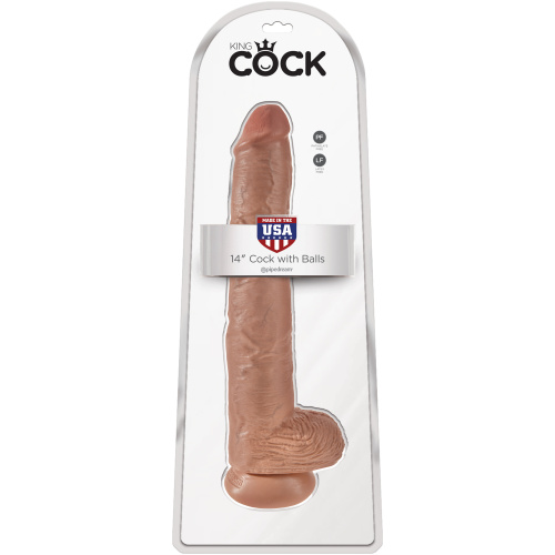 King Cock 14" Cock With Balls - Tan