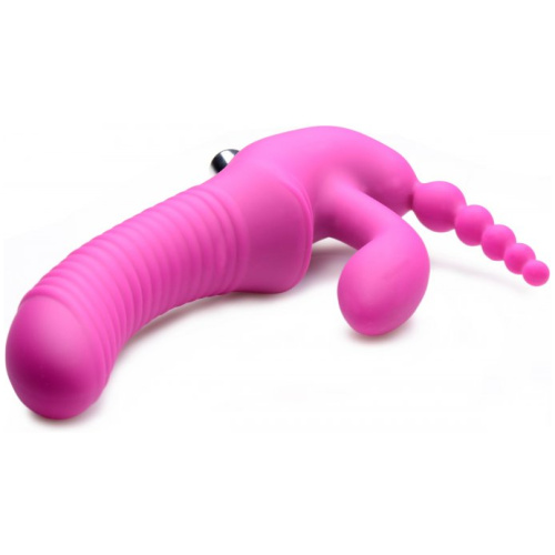 Regal Rider Vibrating Strapless Strap- on Triple G Dildo - Pink