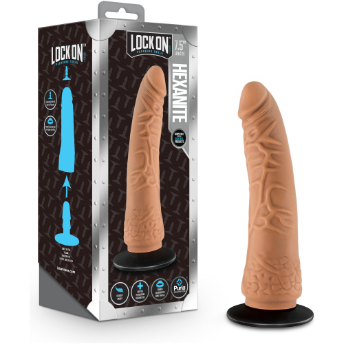 Lock on - Hexanite - 7.5 Inch Dildo With Suction Cup Adapter - Mocha