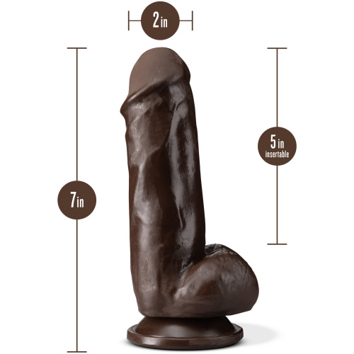 Dr. Skin Plus - 7 Inch Girthy Posable Dildo With Balls - Chocolate