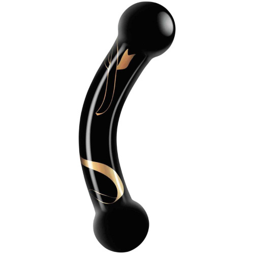Secret Kisses - 5.5 Inch Handblown Glass Double  Ended Dildo - Black