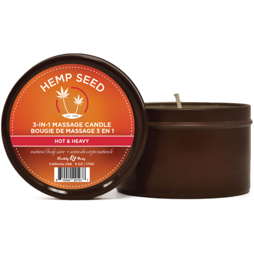 3 in 1 Massage Candle - Hot and Heavy - 6 Oz  - Hemp Seed
