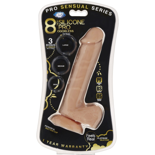 Pro Sensual Series 8 Inch Silicone Pro Odorless Dong - Tan