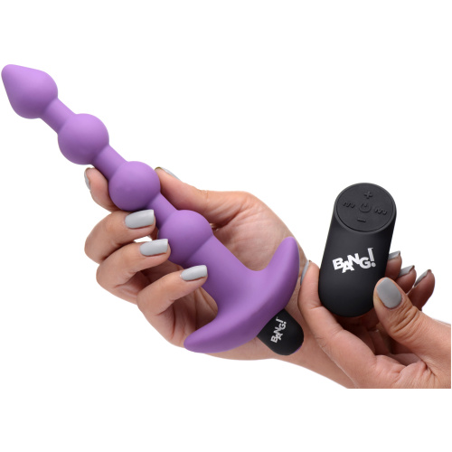 Bang - Vibrating Silicone Anal Beads and Remote Control - Purple