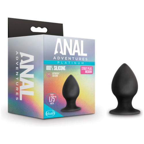 Anal Adventures - Platinum - Silicone Anal Stout Plug - Medium - Black