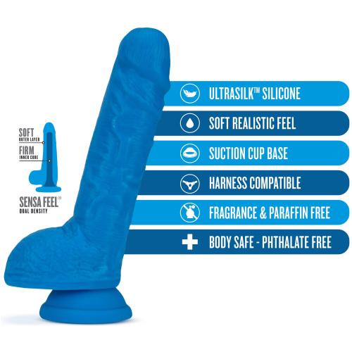 Neo Elite - 9 Inch Silicone Dual Density Cock With Balls - Blue