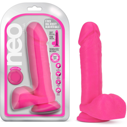 Neo - 8 Inch Dual Density Dildo - Neon Pink