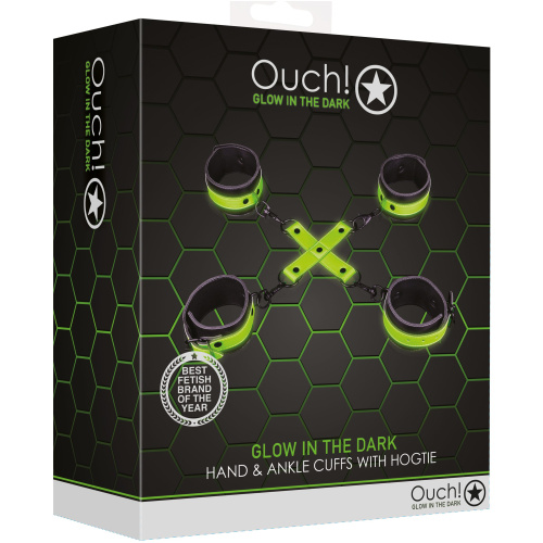 Hand and Ankle Cuffs With Hogtie - Glow in the  Dark